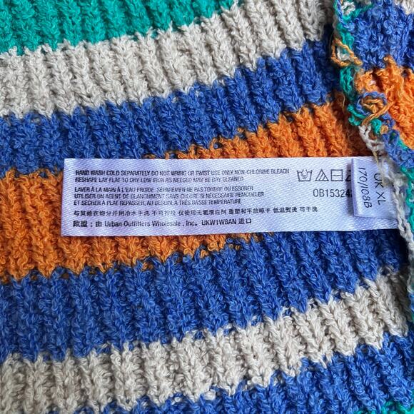 Free People Beach Marsha Striped Sweater Vest Sz XL Cropped Green Coastal Boho - Picture 8 of 12